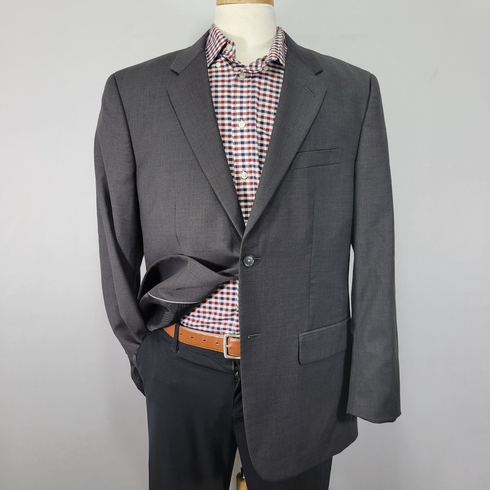 Alfani Men's Sport Coat Blazer Two Button Charcaol Gray Wool Blend Size 44R